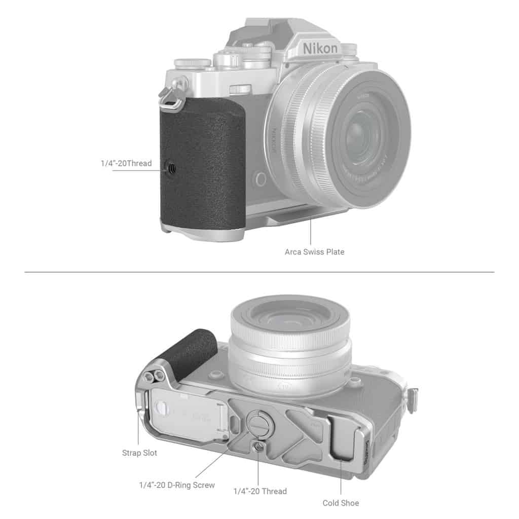 Nikon Z fc grip, strap and case