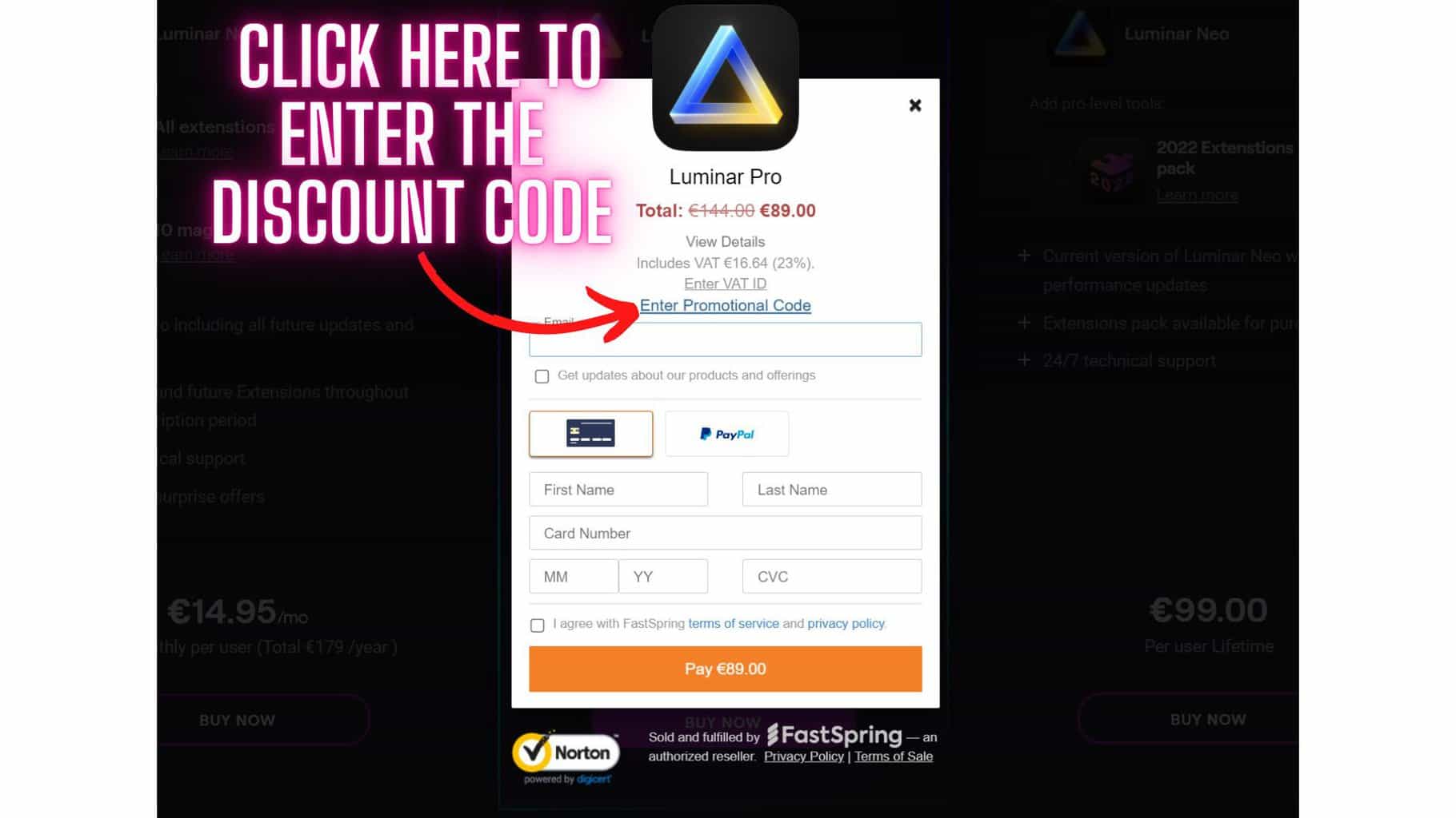 How to enter the Luminar Coupon code