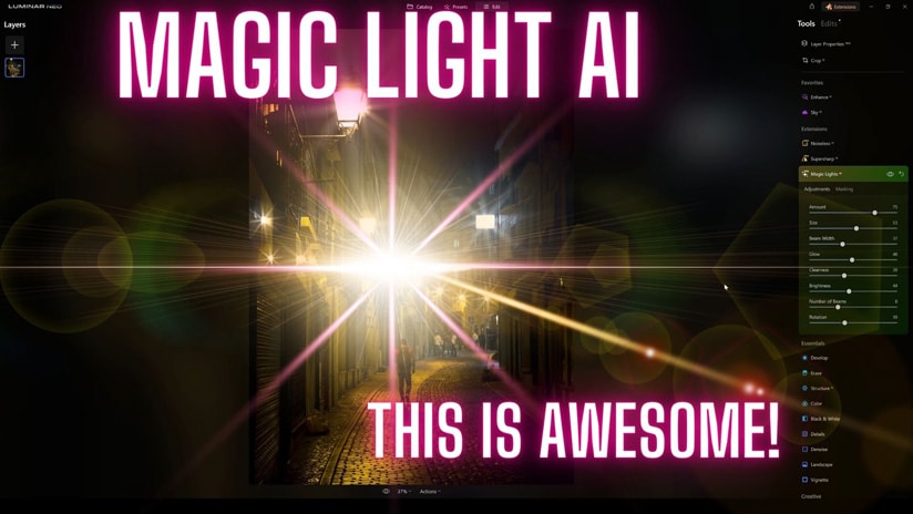 A screenshot of Magic Light AI working in Luminar Neo.