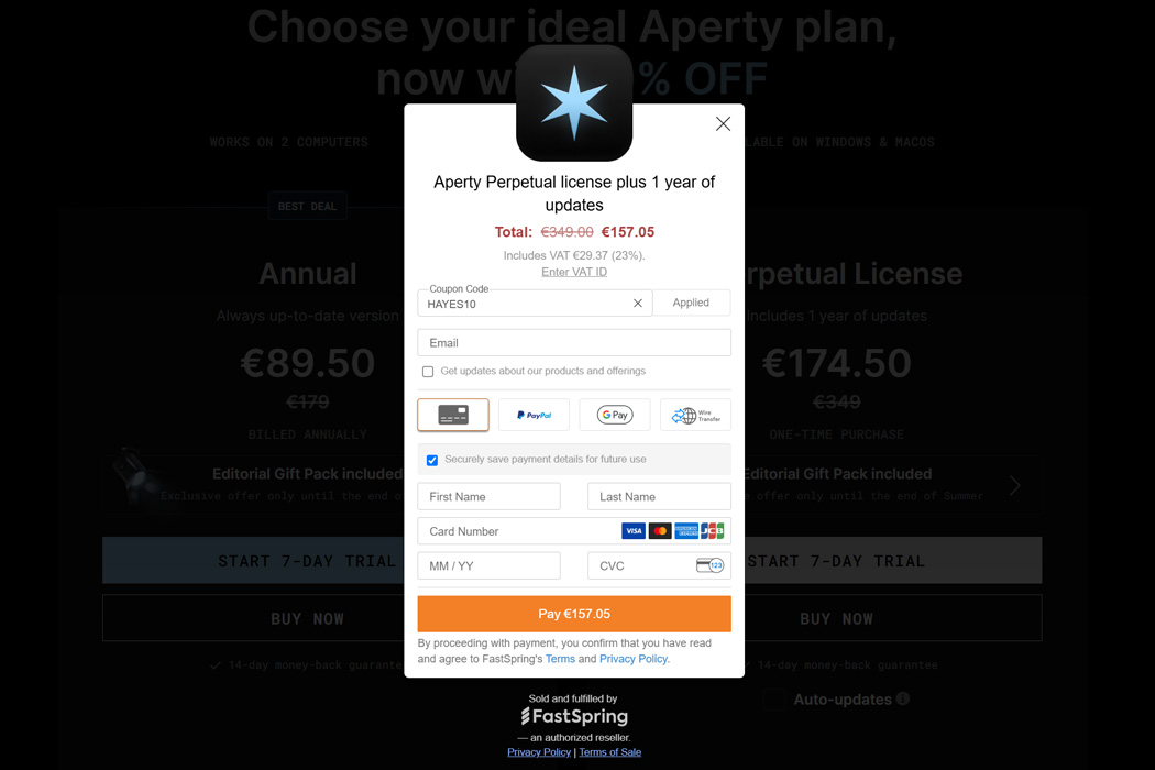 Aperty-Perpetual-After-Discount Aperty perpetual price after my discount code is applied.